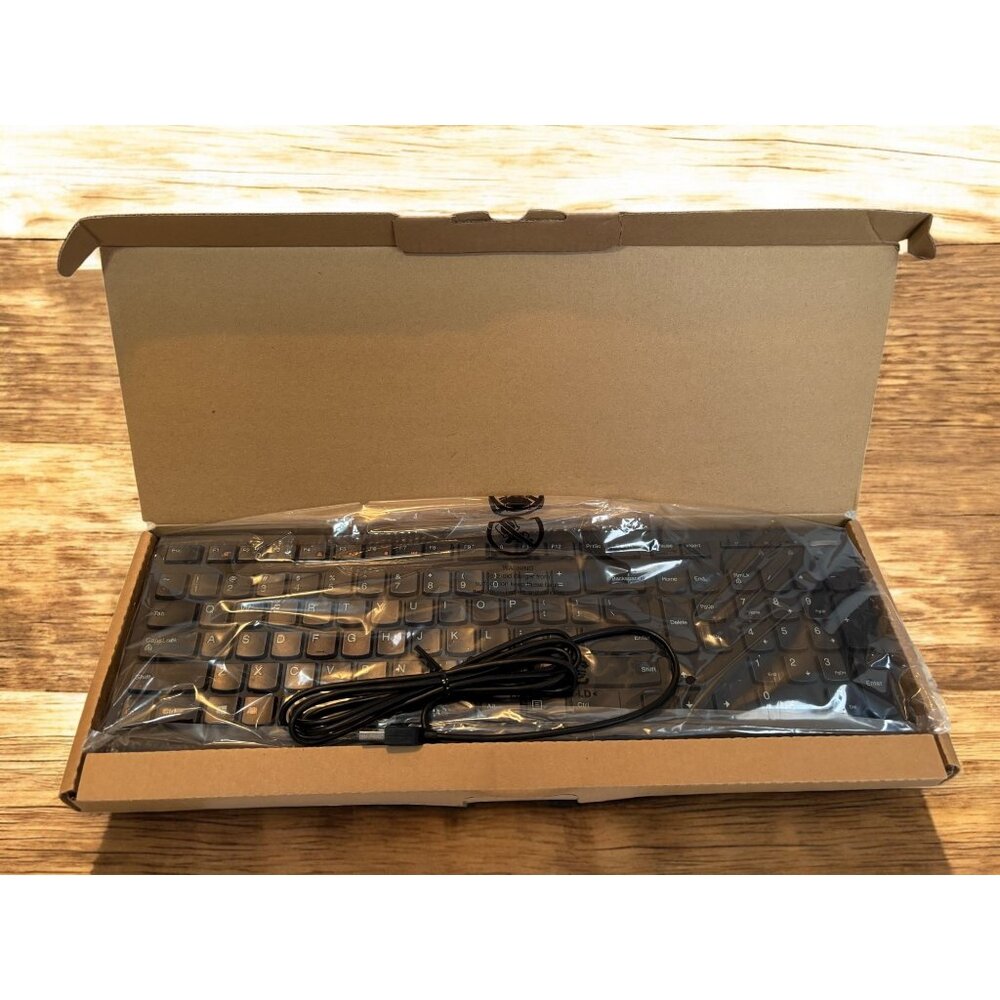 Lenovo Wired USB Keyboard Slim Black Full Size QWERTY Layout For PC/Laptop Windo